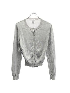 Loewe Embroidered Anagram Cashmere Silk Knit Cardigan Light Gray